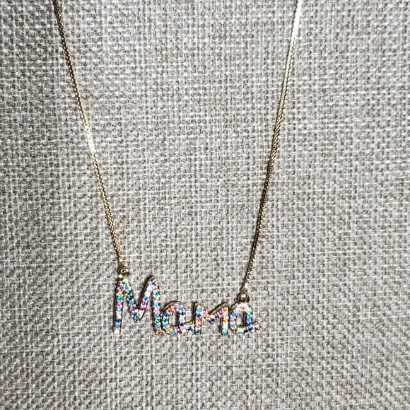 Mama Necklace - Gold Plated Copper & Austrian Crystals - Picture 5 of 12